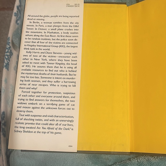 Book are you afraid of the dark Sydney Sheldon HB first edition W/dust cover - Picture 4 of 4
